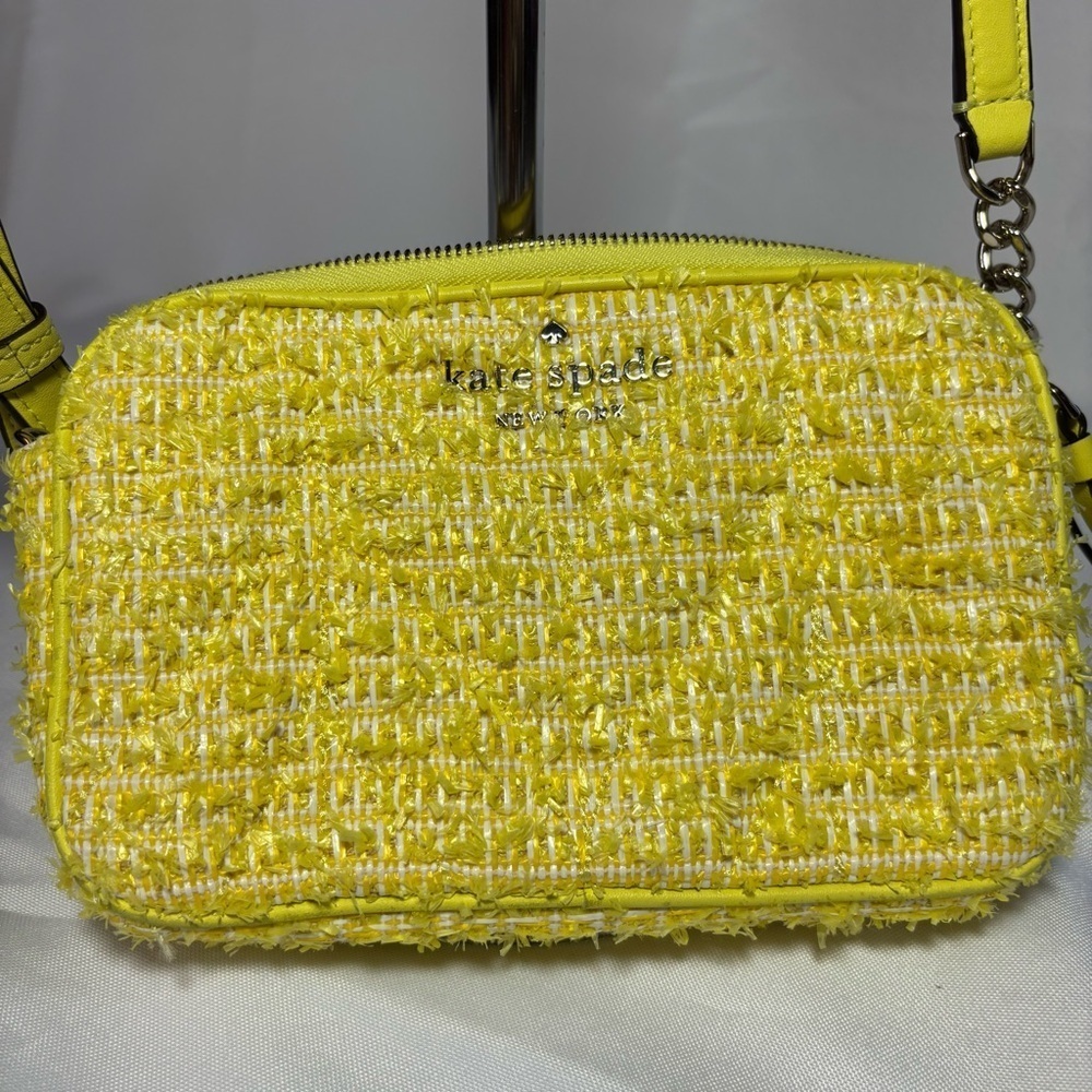 Kate Spade Briar Lane Kendall Yellow Tweed Chain Bag WLRU6085